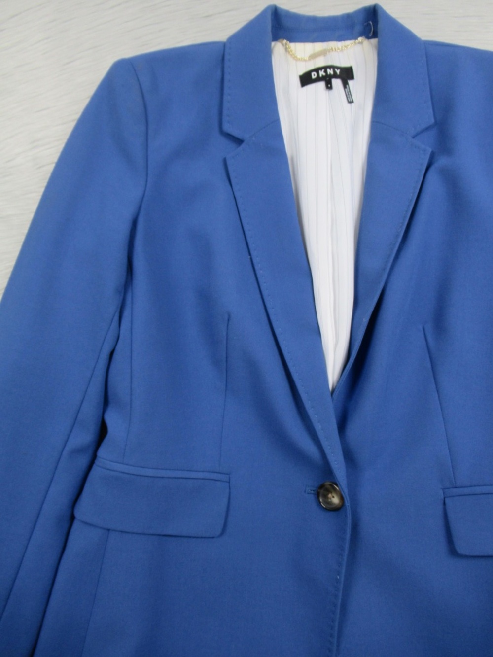 DKNY Royal Blue Single Button Tailored Blazer Size 4 Lined Career Workwear